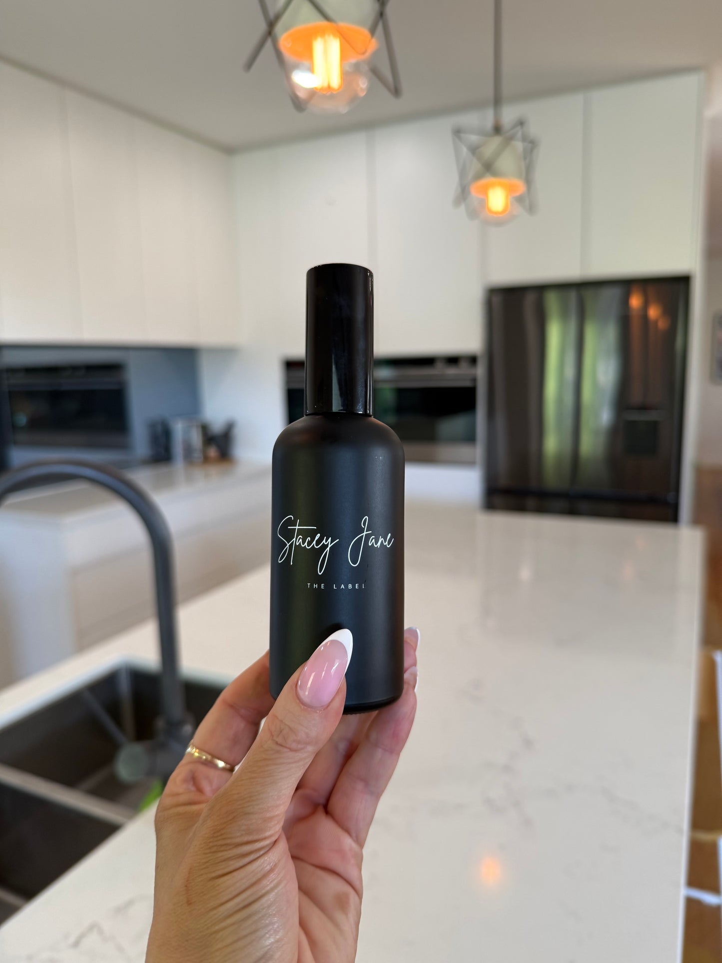 LITTLE CALM Stacey Jane organic essential oils spritzer spray with natural, calming essential oil blend in a clear spray bottle.