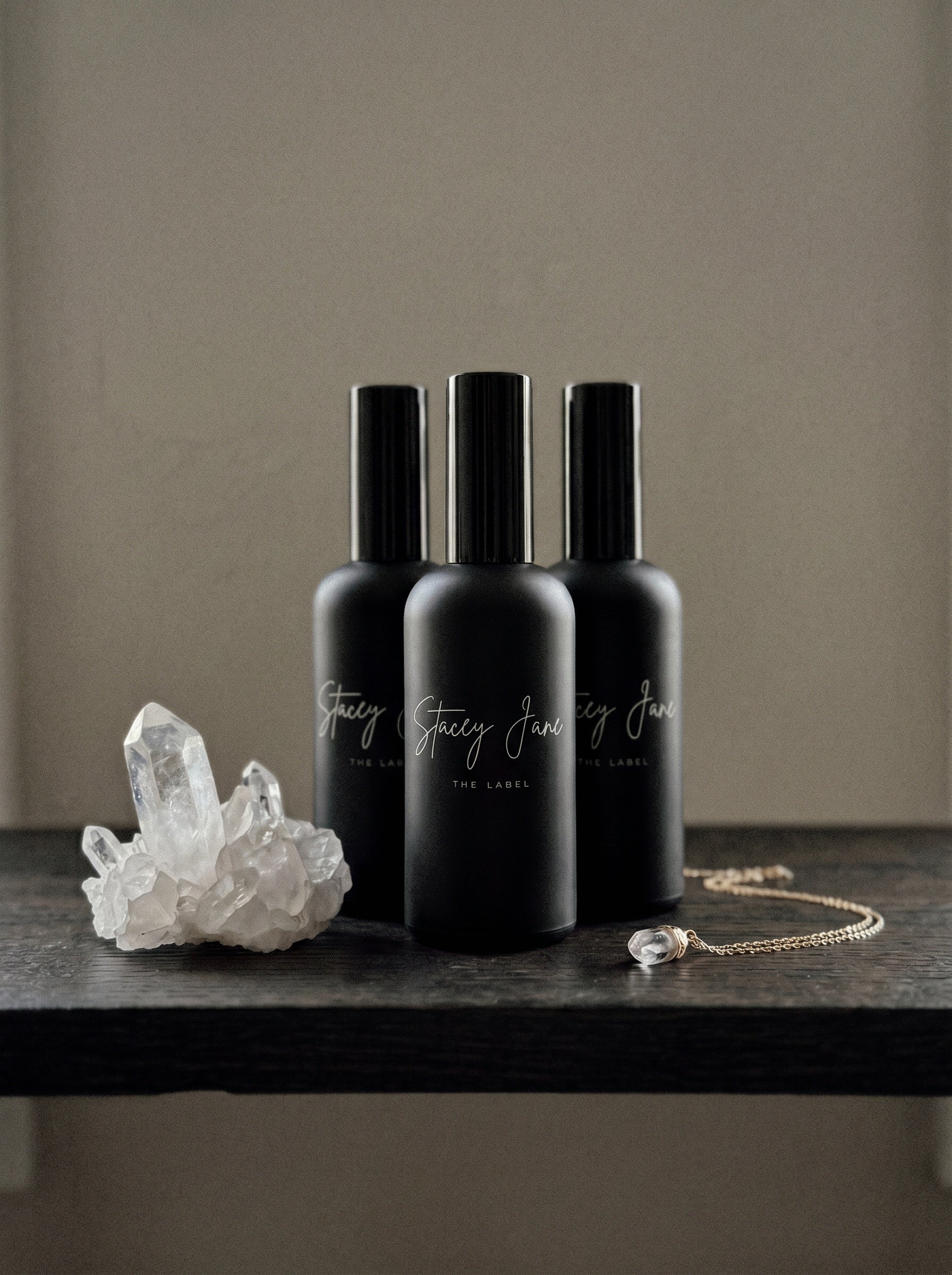 Stacey Jane PENTHOUSE FRAGRANCE Dream Crown Towers spritzer spray bottle with elegant floral design and gold accents.