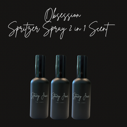 Stacey Jane OBSESSION Spritzer Spray from Prada Paradoxe, featuring a sleek fragrance bottle with elegant design and branding.